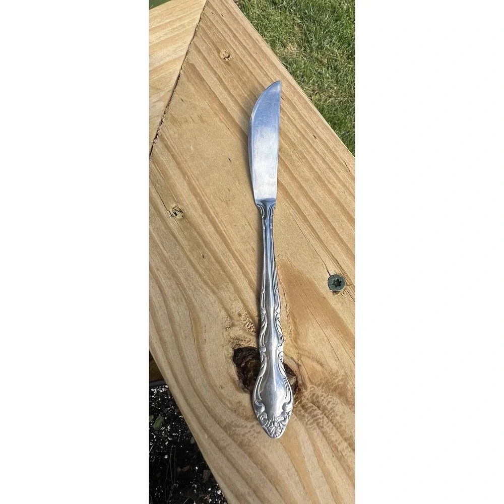 Unmarked Butter Knife. Made In Japan. Flower And Swirls. 6.75